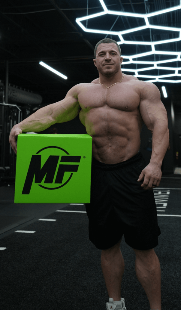 Athlete Brett Wilkin with MegaFit Meals Box