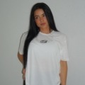 Athlete Maria Wearing Stay Hungry Tee with MegaFit Meals - White - Front view