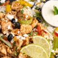 Chicken Burrito Bowl with chicken rice and vegetables