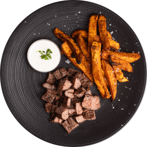 Steak and Sweet Potatoes healthy prepared meal by MegaFit Meals